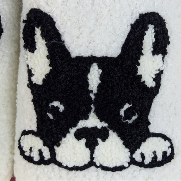 Boston Terrier Slippers Sherpa Upper & Lining Slip On Ivory Black XL (9/10) NWT - Picture 3 of 13